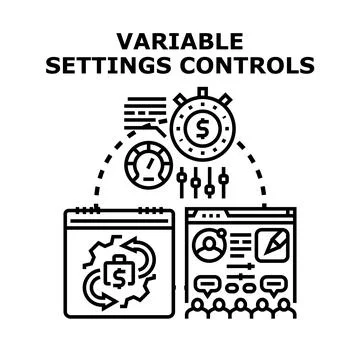 Variable settings controls for business optimization and management Ilustración de archivo