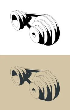 Variable speed belt drive mechanism Stock Illustration