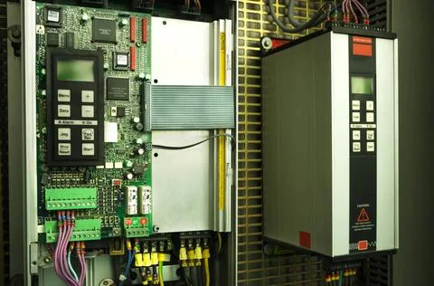 Variable speed drive inverter converter, unit for voltage stabilization Va... Fotos de archivo