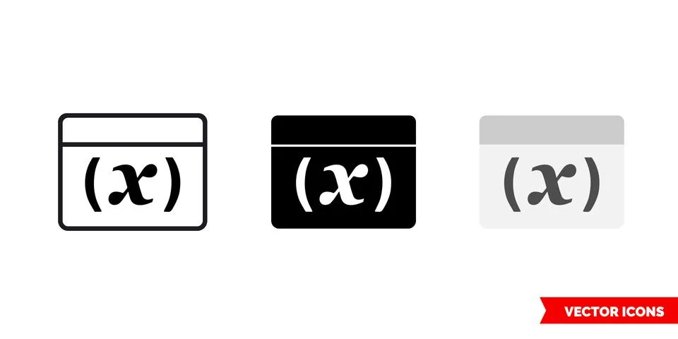 Variable symbol icon of 3 types color, black and white, outline. Isolated vector Stock Illustration