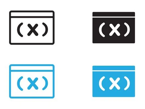 Variable symbol icon black and white vector outline sign Illustrazione stock