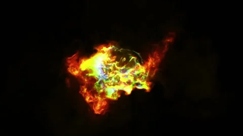 Variable wind blows the flame on a black background and it flashes in different Stock Footage 170529292