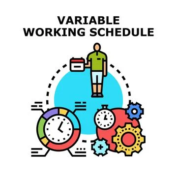 Variable working schedule concept with adaptable time management Stock Illustration