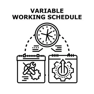 Variable working schedule concept arranging adaptable work time Stock Illustration