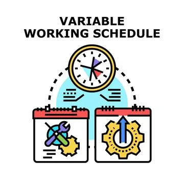 Variable working schedule concept arranging adaptable work time Stock Illustration