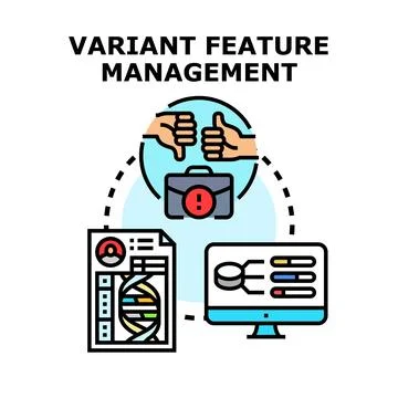 Variant feature management optimizing business operations concept Illustrazione stock