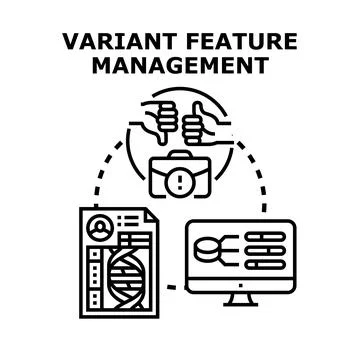 Variant feature management optimizing business operations concept Stock Illustration