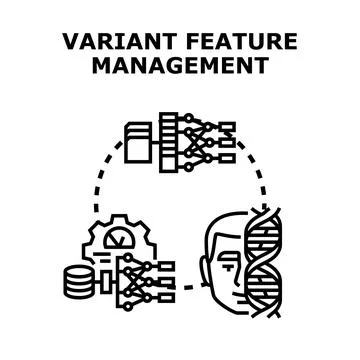 Variant feature management optimizing genetic data analysis concept Stock Illustration