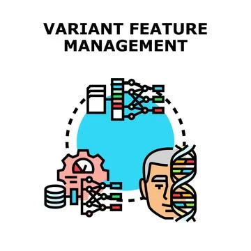 Variant feature management optimizing genetic data analysis concept Stock Illustration