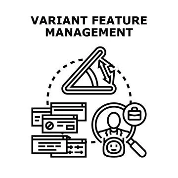 Variant feature management product customization concept Stock Illustration