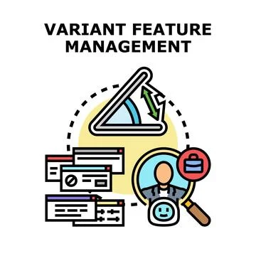 Variant feature management product customization concept Stock Illustration
