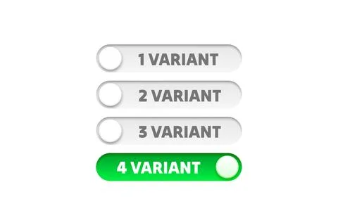 Variant On off switch button, ui isolated white background. Vector illustration Stock Illustration