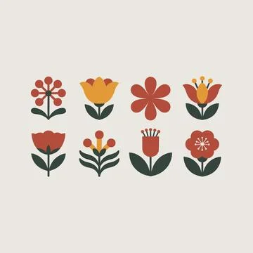 Variant type of flower collection Stock Illustration