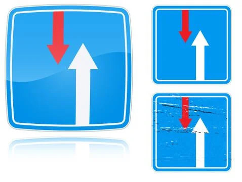 Variants advantage over oncoming traffic road sign Stock Illustration