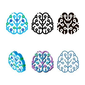 Variants artificial intelligence brain vector sign icon Illustrazione stock
