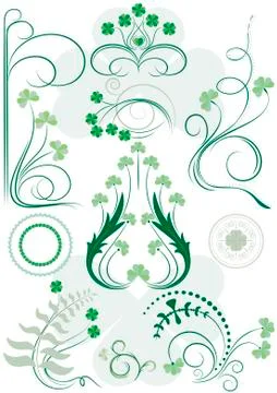 Variants brush patterns of leaves clovers Stock Illustration