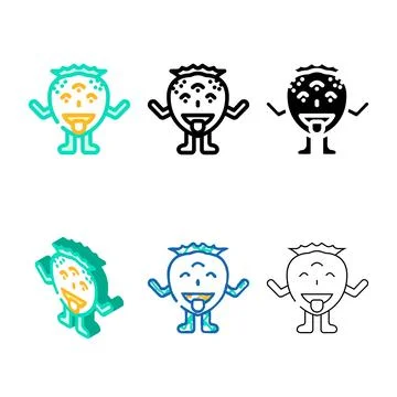 Variants comic monster cute color icon vector Stock Illustration