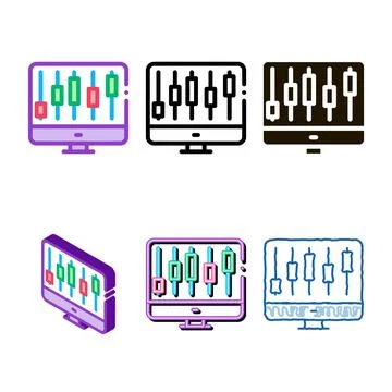 Variants computer circuit sales purchase icon vector 스톡 일러스트