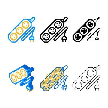 Variants cord socket color icon vector Stock Illustration
