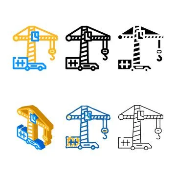 Variants crane building construction color icon vector Stockillustratie