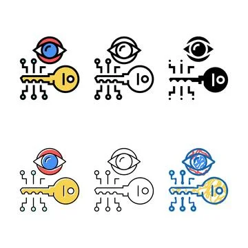 Variants electronic key vision color icon vector Stock Illustration