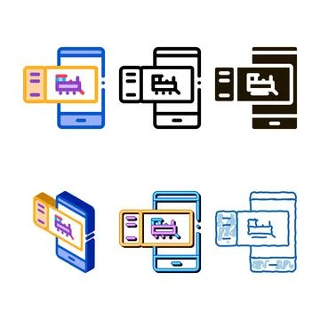 Variants electronic train ticket icon vector outline Stock Illustration