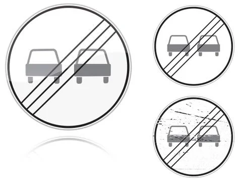Variants a end of no passing - road sign Stock Illustration