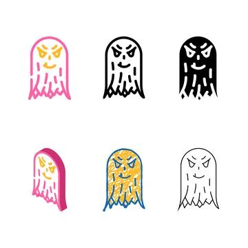 Variants evil ghost color icon vector Stock Illustration