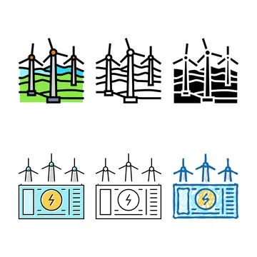 Variants farm aerial view wind turbine color icon vector Stock Illustration