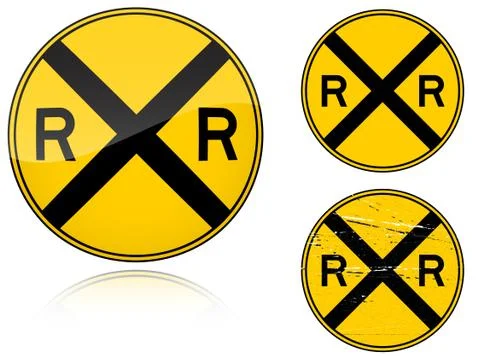Variants a level crossing warning - road sign Stock Illustration