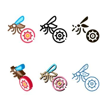 Variants malaria mosquito icon vector outline Illustrazione stock