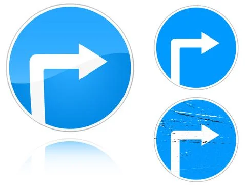 Variants a motion to the right road sign Stock Illustration