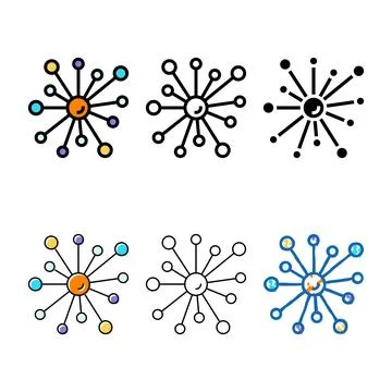 Variants network molecular structure color icon vector Stock Illustration