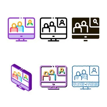 Variants online connection icon vector outline Stock Illustration