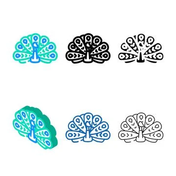 Variants peacock bird color icon vector Stock Illustration