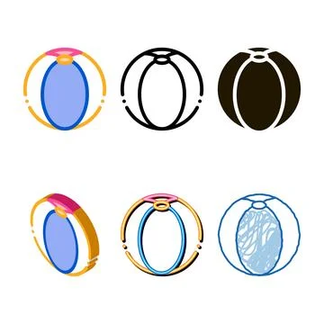 Variants playing ball icon vector outline Stock Illustration