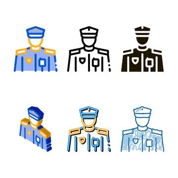 Variants policeman profession icon vector outline Stock Illustration