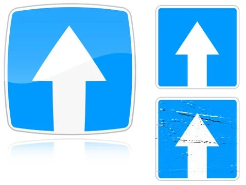 Variants a road with one-way traffic - road sign Stock Illustration