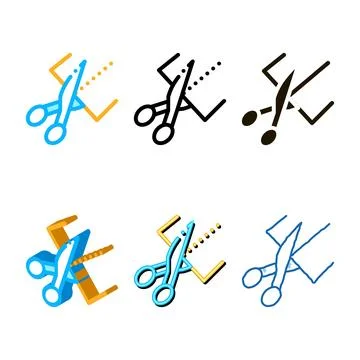 Variants scissors cutting icon vector outline Stock Illustration