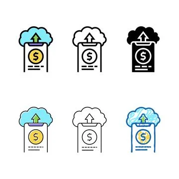 Variants sending money electronic cloud color icon vector Stock Illustration