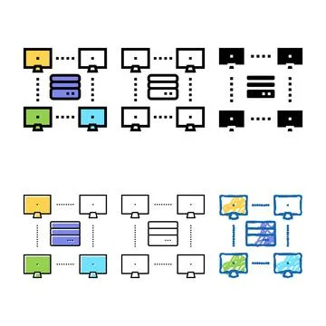 Variants server computers color icon vector Illustrazione stock