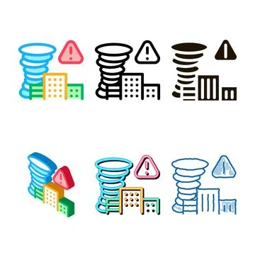Variants tornado city icon vector outline symbol Stock Illustration