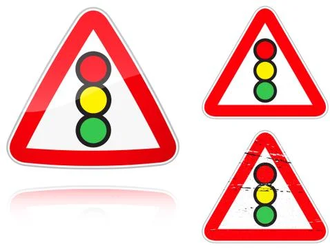 Variants a traffic light control road sign Stock Illustration