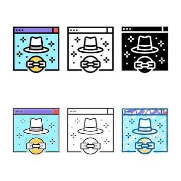 Variants white hat link color icon vector Illustrazione stock
