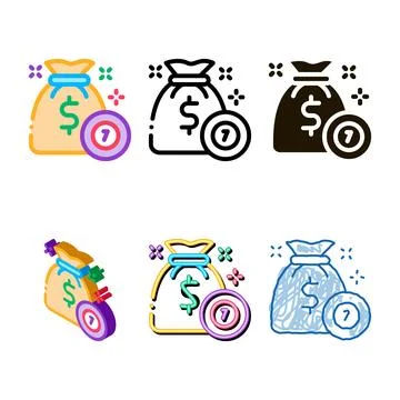 Variants winning chips icon vector outline Stock Illustration