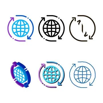 Variants world internet network icon vector outline Stock Illustration