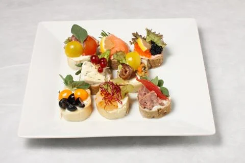 Variation of canapes Stock Photos