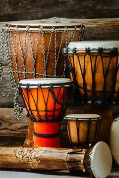 Variation of ethnic drums Stock Photos