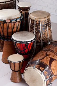 Variation of ethnic drums Stock Photos