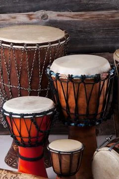 Variation of ethnic drums Stock Photos
